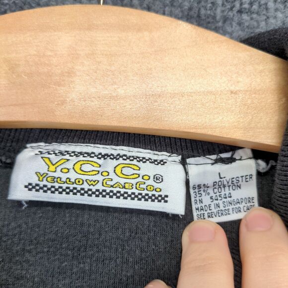 Yellow Cab Co. Men's Knit Polo Sweater Black Large Long Sleeve Polyester Blend - Picture 8 of 11